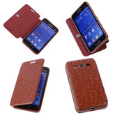 Bestcases Bruin TPU Book Case Flip Cover Motief Hoesje voor Samsung Galaxy Core 2