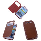 View Case Bruin Hoesje voor Samsung Galaxy S3 / S3 Neo TPU Bookcover