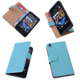 PU Leder Turquoise Hoesje voor HTC Desire 816 Book/Wallet Case/Cover s