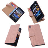 Bestcases Slang Pink Hoesje voor HTC Desire 816 Bookcase Cover