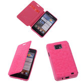 Bestcases Pink TPU Book Case Flip Cover Motief Hoesje voor Samsung Galaxy S2 Plus