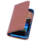 BestCases Bruin Luxe Echt Lederen Booktype Hoesje voor Nokia Lumia 520