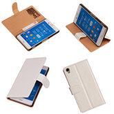 PU Leder Wit Hoesje voor Sony Xperia Z3 Book/Wallet Case/Cover