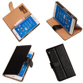 PU Leder Zwart Hoesje voor Sony Xperia Z3 Book/Wallet Case/Cover