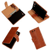"Slang" Bruin Hoesje voor Sony Xperia Z3 Compact Bookcase Wallet Cover