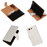 PU Leder Wit Hoesje voor Sony Xperia Z3 Compact Book/Wallet Case/Cover