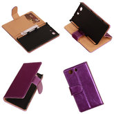 PU Leder Lila Hoesje voor Sony Xperia Z3 Compact Book/Wallet Case/Cover