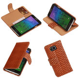 BC Slang  Bruin Hoesje voor Samsung Galaxy Alpha Bookcase Cover