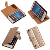 PU Leder Goud Honor 6 Book/Wallet Case/Cover