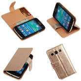 PU Leder Goud Hoesje voor Samsung Galaxy Core Plus Book/Wallet Case/Cover