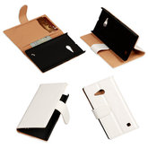 PU Leder Wit Hoesje voor Nokia Lumia 735 Book/Wallet Case/Cover