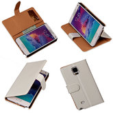 PU Leder Wit Hoesje voor Samsung Galaxy Note 4 Book/Wallet Case/Cover