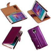 PU Leder Lila Hoesje voor Samsung Galaxy Note 4 Book/Wallet Case/Cover