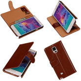 PU Leder Bruin Hoesje voor Samsung Galaxy Note 4 Book/Wallet Case/Cover