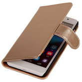 PU Leder Goud Hoesje voor Huawei Ascend G7 Book/Wallet Case/Cover