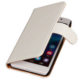 PU Leder Wit Hoesje voor Huawei Ascend G7 Book/Wallet Case/Cover
