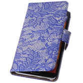 Lace Blauw Hoesje voor Samsung Galaxy Note 4 Book/Wallet Case/Cover