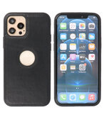 Lederen Backcover Hoesje voor iPhone 12 - iPhone 12 Pro - Zwart