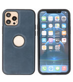 Lederen Backcover Hoesje voor iPhone 12 - iPhone 12 Pro - Navy