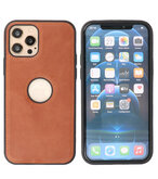 Lederen Backcover Hoesje voor iPhone 12 - iPhone 12 Pro - Cognac