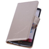 PU Leder Goud Hoesje voor LG Optimus L7 2 Book/Wallet Case/Cover