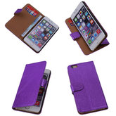 Glamour Purple iPhone 6 Plus Echt Leer Wallet Case