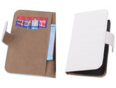 Wit Croco Hoesje voor Samsung Galaxy Core Book/Wallet Case/Cover
