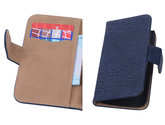 Blauw Hout Hoesje voor Samsung Galaxy Core s Book/Wallet Case/Cover