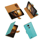PU Leder Turquoise Hoesje voor Huawei Ascend Mate 7 Stand Book/Wallet Case/Cover