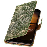 Lace Donker Groen Hoesje voor Huawei Ascend Mate 7 Book/Wallet Case/Cover