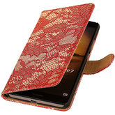 Lace Rood Hoesje voor Huawei Ascend Mate 7 Book/Wallet Case/Cover