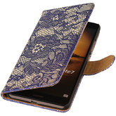 Lace Blauw Hoesje voor Huawei Ascend Mate 7 Book/Wallet Case/Cover