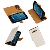 PU Leder Wit Hoesje voor Samsung Galaxy Grand Prime Stand Book/Wallet Case/Cover