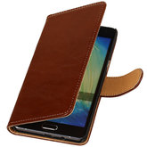 PU Leder Bruin Hoesje voor Microsoft Lumia 535 Book/Wallet Case/Cover