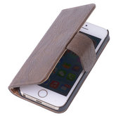 Bestcases Donker Bruin Hout Hoesje voor Apple iPhone 6 TV Stand Cover Book/Wallet Case