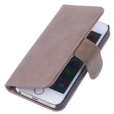 Bestcases Bruin Hout Hoesje voor Apple iPhone 6 TV Stand Cover Book/Wallet Case