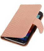Hoesje voor Samsung Galaxy S5 mini Snake Slang Booktype Wallet Roze