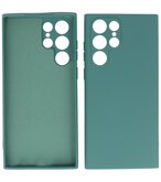 2.0mm Dikke Fashion Telefoonhoesje - Siliconen Hoesje voor Samsung Galaxy S22 Ultra - Donker Groen