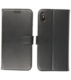 Echt Lederen Hoesje Wallet Case Telefoonhoesje voor iPhone XS & iPhone X - Zwart