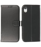 Echt Lederen Hoesje Wallet Case Telefoonhoesje voor iPhone XR - Zwart