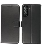 Echt Lederen Hoesje Wallet Case Telefoonhoesje voor Samsung Galaxy S21 FE - Zwart