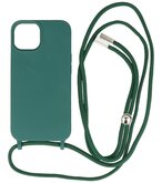 iPhone 14 Hoesje Backcover Telefoonhoesje met Koord - 2.5mm Dikke - Donker Groen