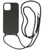 iPhone 14 Plus Hoesje Backcover Telefoonhoesje met Koord - 2.5mm Dikke - Zwart