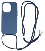 iPhone 14 Pro Max Hoesje Backcover Telefoonhoesje met Koord - 2.5mm Dikke - Navy