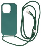 iPhone 14 Pro Max Hoesje Backcover Telefoonhoesje met Koord - 2.5mm Dikke - Donker Groen