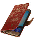 Rood Lace / Kant Design Bookcover Hoesje voor Samsung Galaxy S6