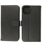 Echt Lederen Hoesje Wallet Case Telefoonhoesje voor iPhone 14 - Zwart