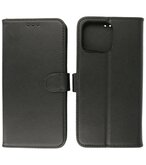 Echt Lederen Hoesje Wallet Case Telefoonhoesje voor iPhone 14 Pro - Zwart