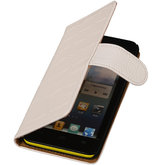 Hoesje voor Huawei Ascend G510 Crocodile Booktype Wallet Wit