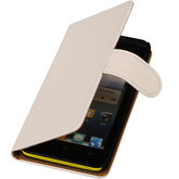 Hoesje voor Huawei Ascend G510 Effen Booktype Wallet Wit